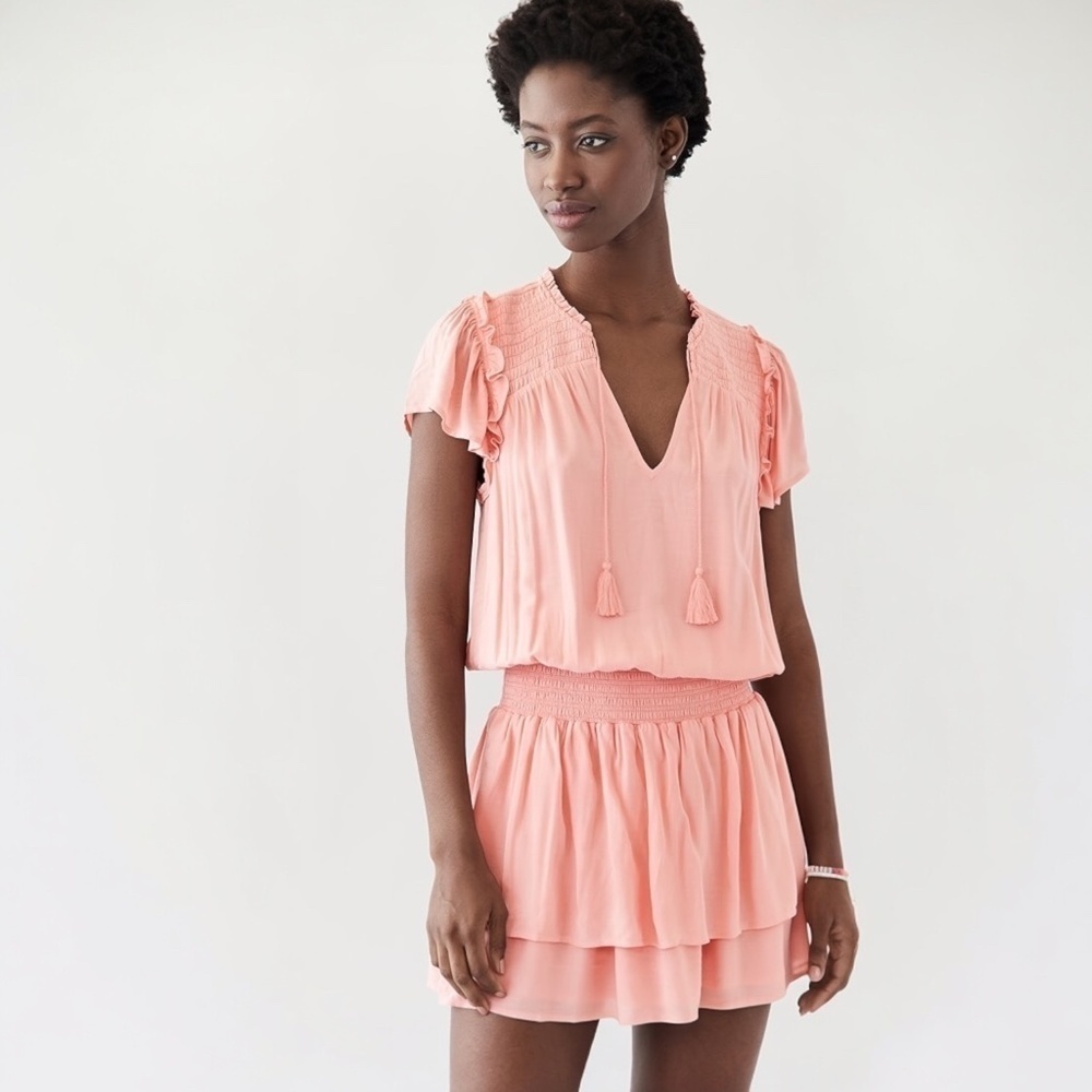 PAIGE Christina Dress Short in Peach Tree Size S